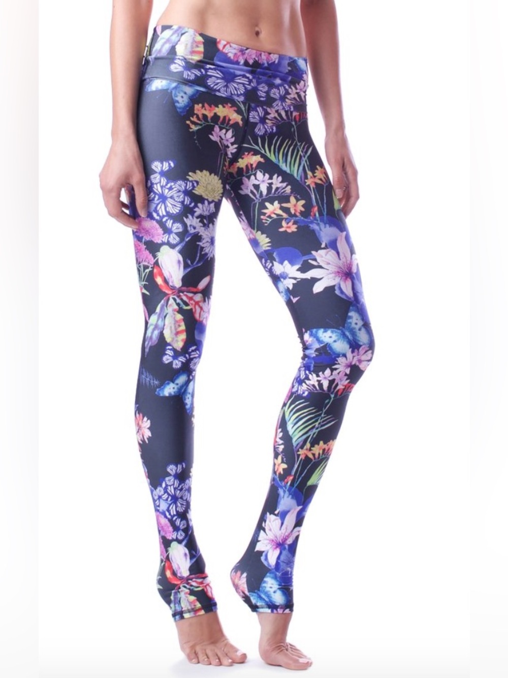 Emily Hsu Designs High Rise Full Length Leggings Floral Print Yoga Size Small